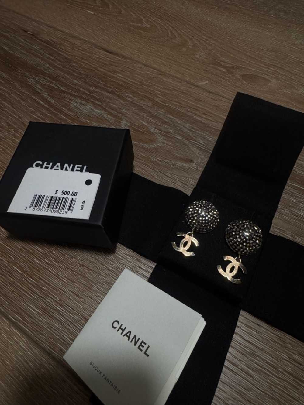 CHANEL Pendant Crystal Dome CC Drop Earrings